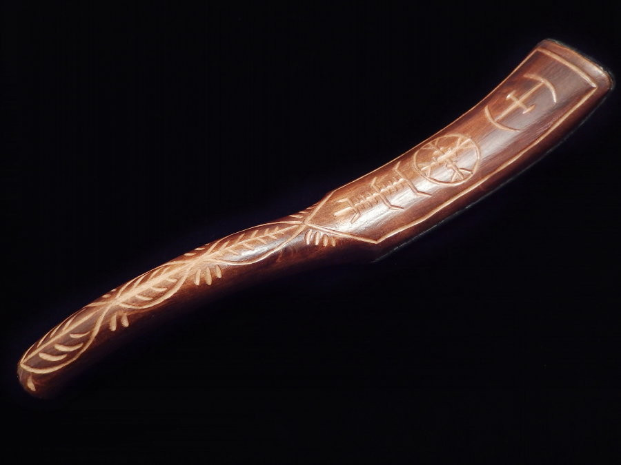 Shamanic Drum Mallet Suede Carved - Shamanic Drum Mallet Suede Carved