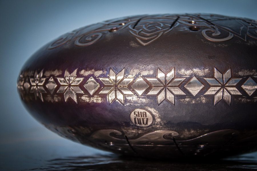 Tank Drum Kosmosky 12" (30 cm) KSY-12 "Triskele" 2-sided / B major; D# minor - Tank Drum Kosmosky 12" (30 cm) KSY-12 "Triskele" 2-sided / B major; D# minor