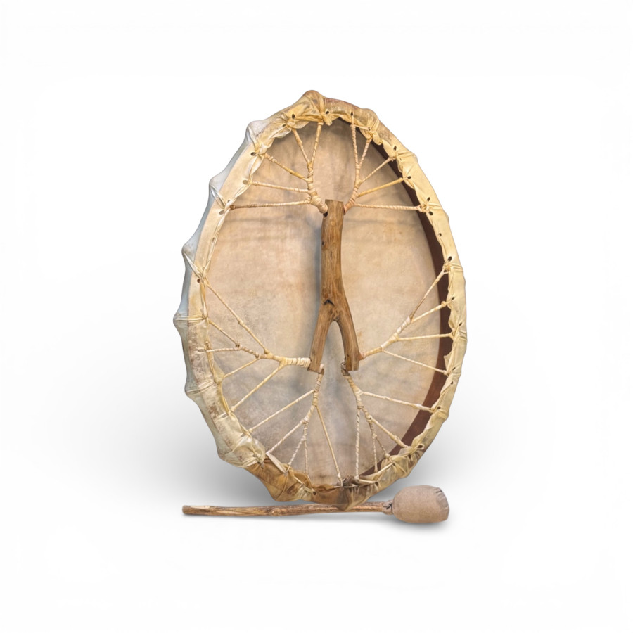 Shamanic Drum Siberian Oval Wooden Handle 20" (50cm) - Shamanic Drum Siberian Oval Wooden Handle 20" (50cm)