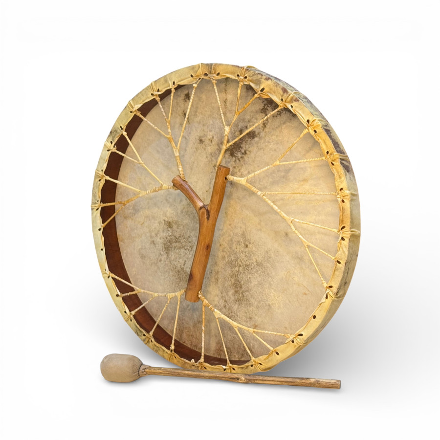 Shamanic Drum Siberian Wooden Handle 24" (60cm) - Shamanic Drum Siberian Wooden Handle 24" (60cm)