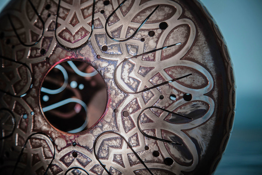 Tank Drum Kosmosky 12" ( 30 cm) KSY-65 "Om in Trefoil" 2-sided / A# major; F minor - Tank Drum Kosmosky 12" ( 30 cm) KSY-65 "Om in Trefoil" 2-sided / A# major; F minor